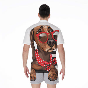 Dachshund With Red Sunglasses Print Men's Rompers