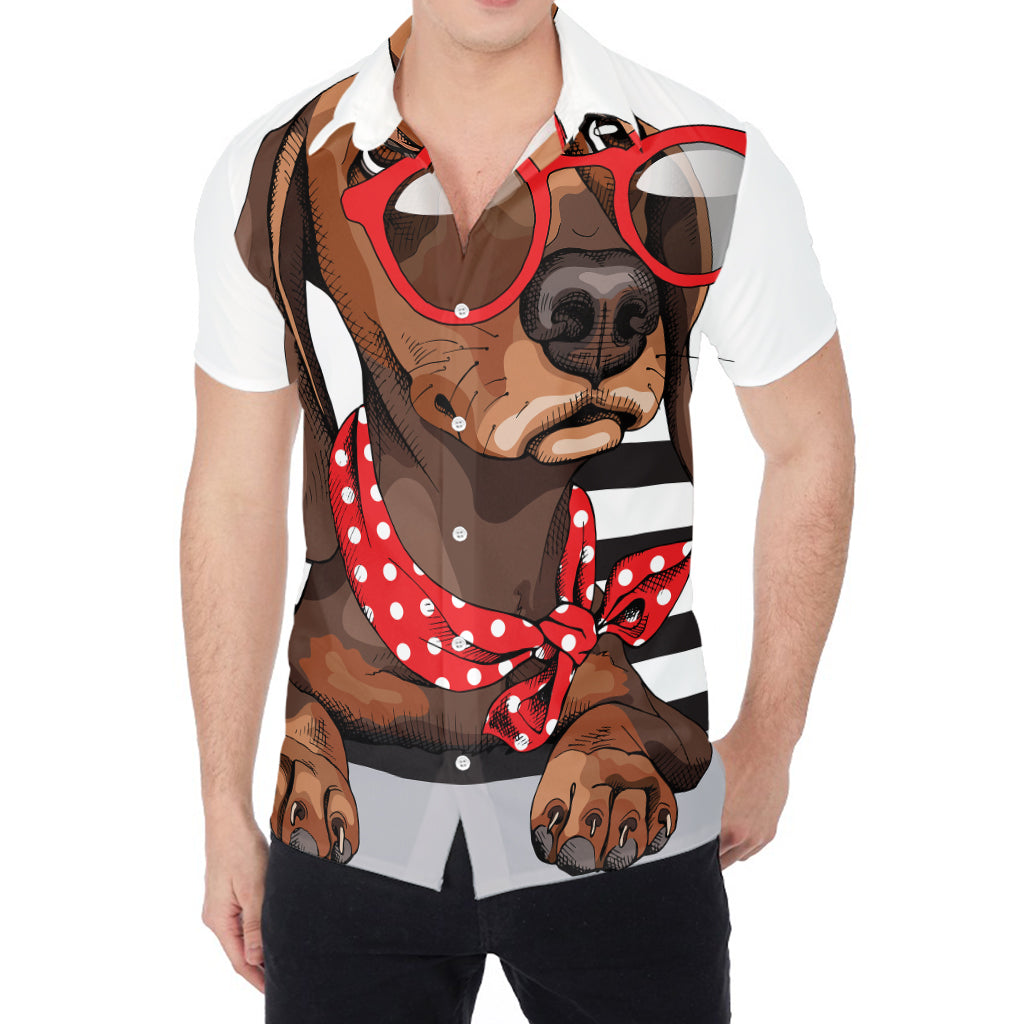 Dachshund With Red Sunglasses Print Men's Shirt