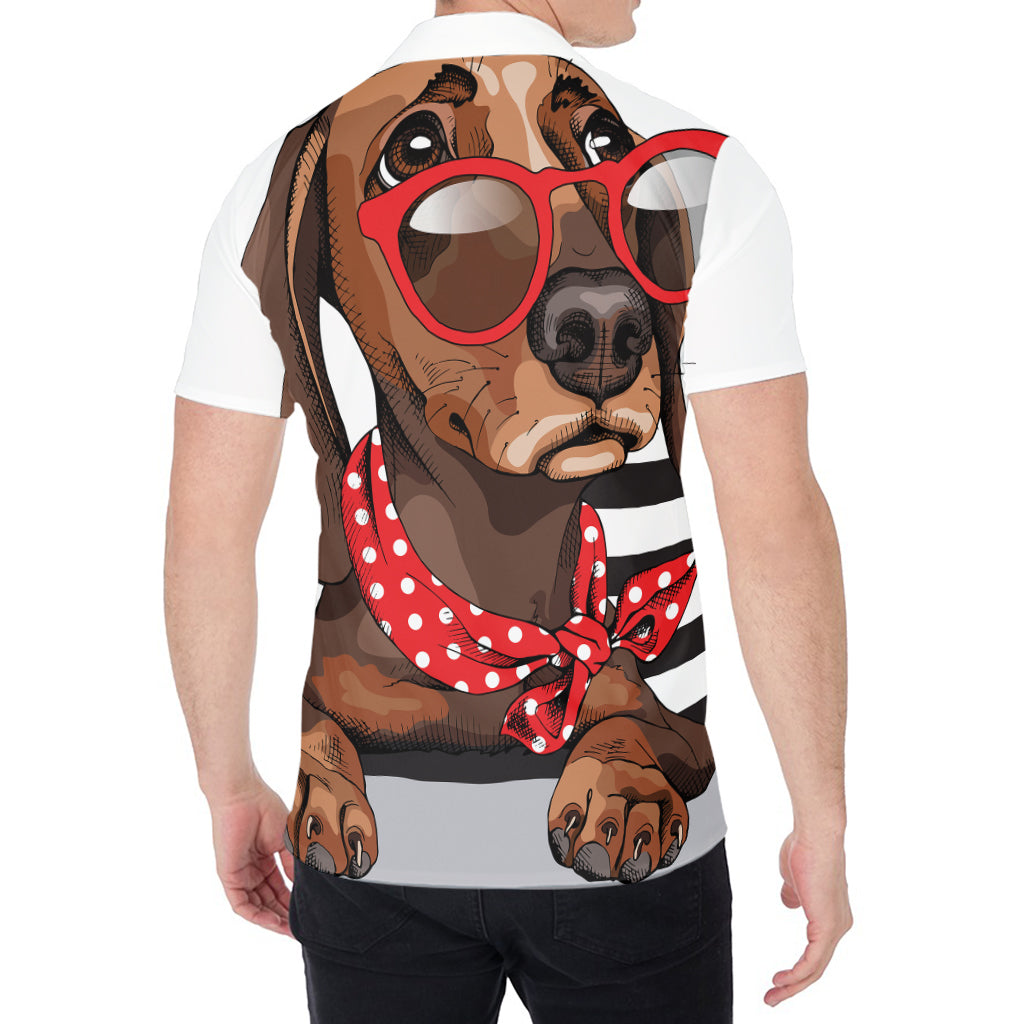 Dachshund With Red Sunglasses Print Men's Shirt