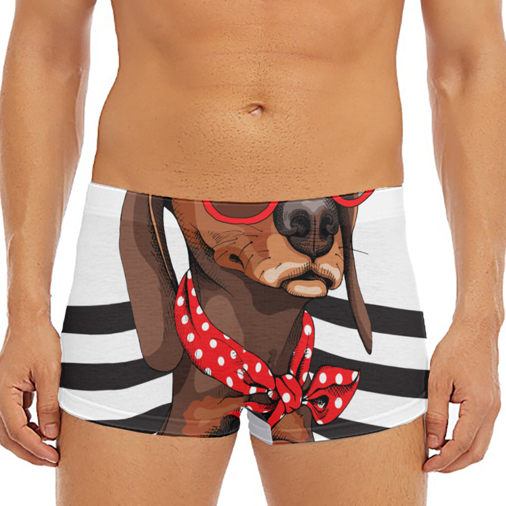 Dachshund With Red Sunglasses Print Men's Short Boxer Briefs