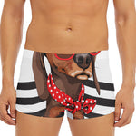 Dachshund With Red Sunglasses Print Men's Short Boxer Briefs
