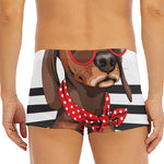 Dachshund With Red Sunglasses Print Men's Short Boxer Briefs