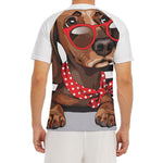 Dachshund With Red Sunglasses Print Men's Short Sleeve Rash Guard