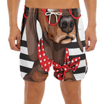 Dachshund With Red Sunglasses Print Men's Split Running Shorts