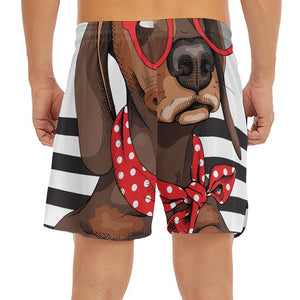 Dachshund With Red Sunglasses Print Men's Split Running Shorts