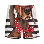 Dachshund With Red Sunglasses Print Men's Sports Shorts