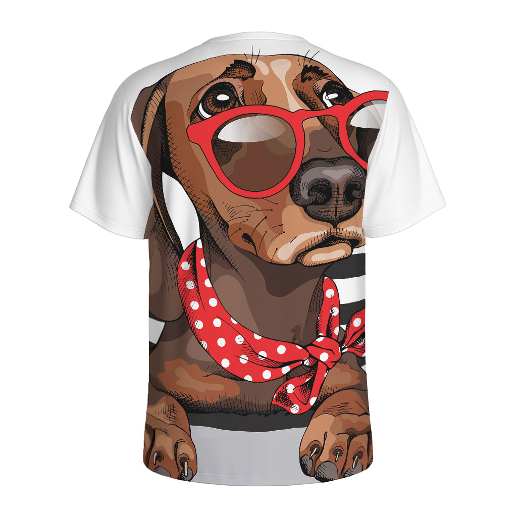 Dachshund With Red Sunglasses Print Men's Sports T-Shirt