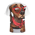 Dachshund With Red Sunglasses Print Men's Sports T-Shirt