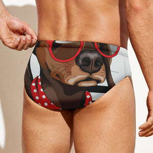 Dachshund With Red Sunglasses Print Men's Swim Briefs