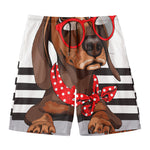 Dachshund With Red Sunglasses Print Men's Swim Trunks