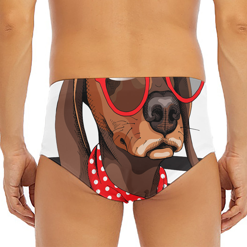 Dachshund With Red Sunglasses Print Men's Triangle Swim Briefs