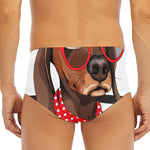 Dachshund With Red Sunglasses Print Men's Triangle Swim Briefs