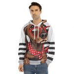 Dachshund With Red Sunglasses Print Men's Velvet Pullover Hoodie