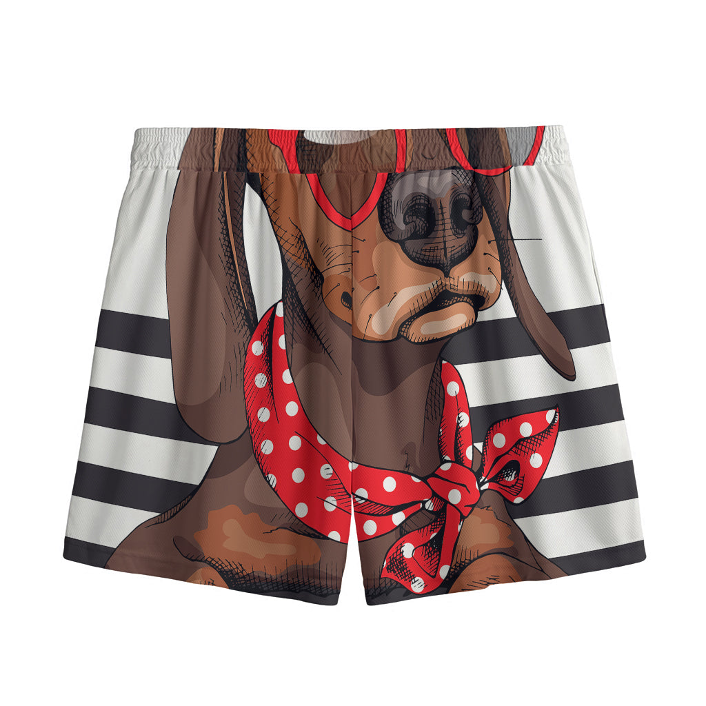 Dachshund With Red Sunglasses Print Mesh Shorts