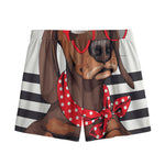 Dachshund With Red Sunglasses Print Mesh Shorts