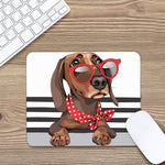 Dachshund With Red Sunglasses Print Mouse Pad