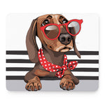 Dachshund With Red Sunglasses Print Mouse Pad