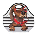 Dachshund With Red Sunglasses Print Neoprene Lunch Bag