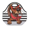 Dachshund With Red Sunglasses Print Neoprene Lunch Bag