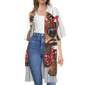 Dachshund With Red Sunglasses Print Open Front Beach Cover Up