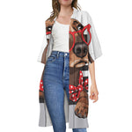 Dachshund With Red Sunglasses Print Open Front Beach Cover Up