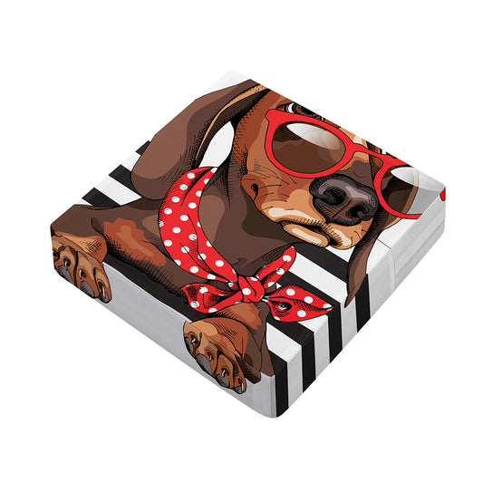 Dachshund With Red Sunglasses Print Outdoor Seat Cushion Cover