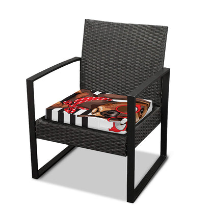 Dachshund With Red Sunglasses Print Outdoor Seat Cushion Cover