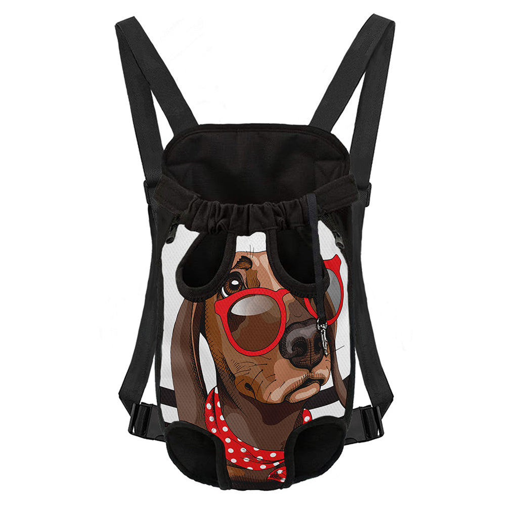 Dachshund With Red Sunglasses Print Pet Carrier Backpack