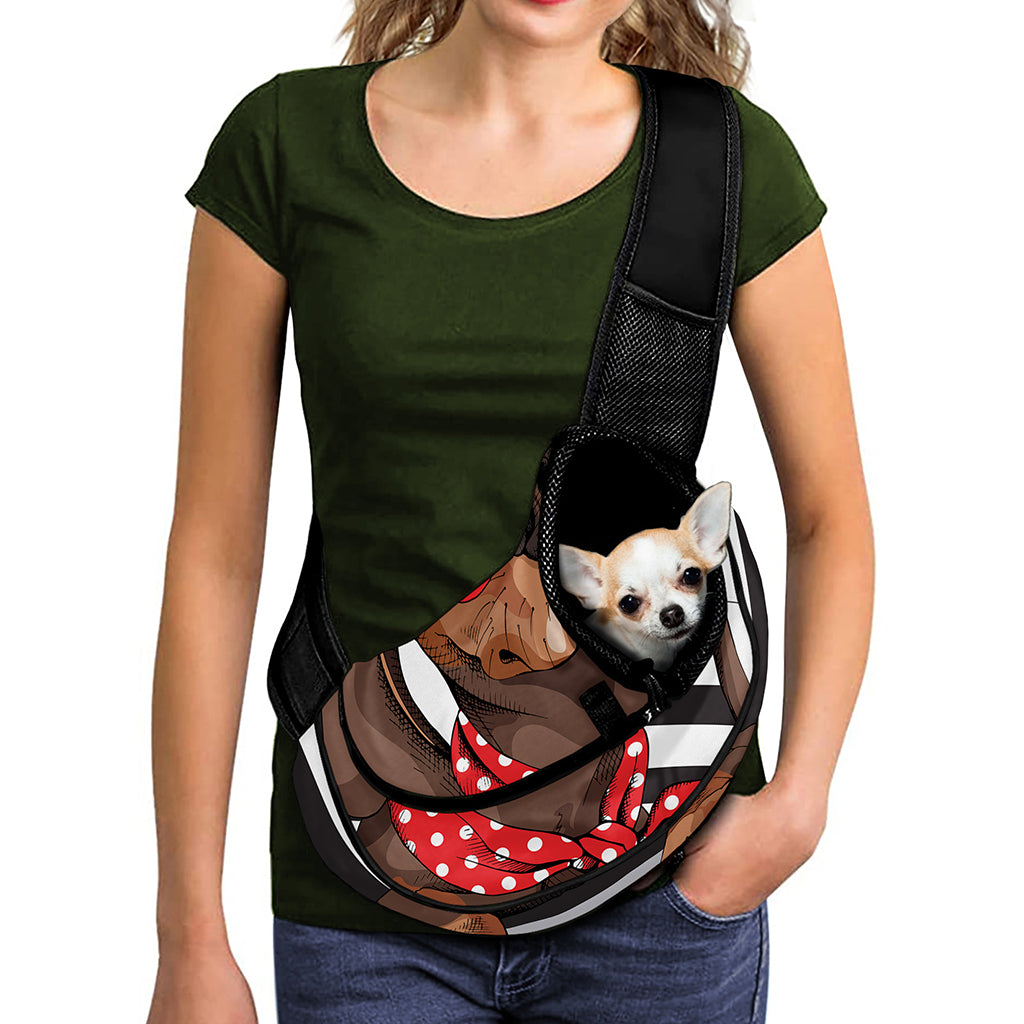 Dachshund With Red Sunglasses Print Pet Sling Carrier