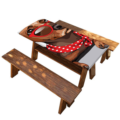 Dachshund With Red Sunglasses Print Picnic Table Cover