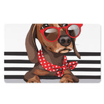 Dachshund With Red Sunglasses Print Polyester Doormat