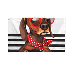 Dachshund With Red Sunglasses Print Polyester Flag