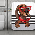 Dachshund With Red Sunglasses Print Polyester Shower Curtain