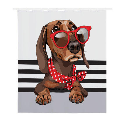 Dachshund With Red Sunglasses Print Polyester Shower Curtain