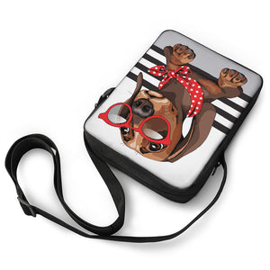 Dachshund With Red Sunglasses Print Rectangular Crossbody Bag