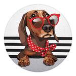 Dachshund With Red Sunglasses Print Round Blanket