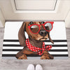 Dachshund With Red Sunglasses Print Rubber Doormat