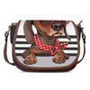 Dachshund With Red Sunglasses Print Saddle Bag