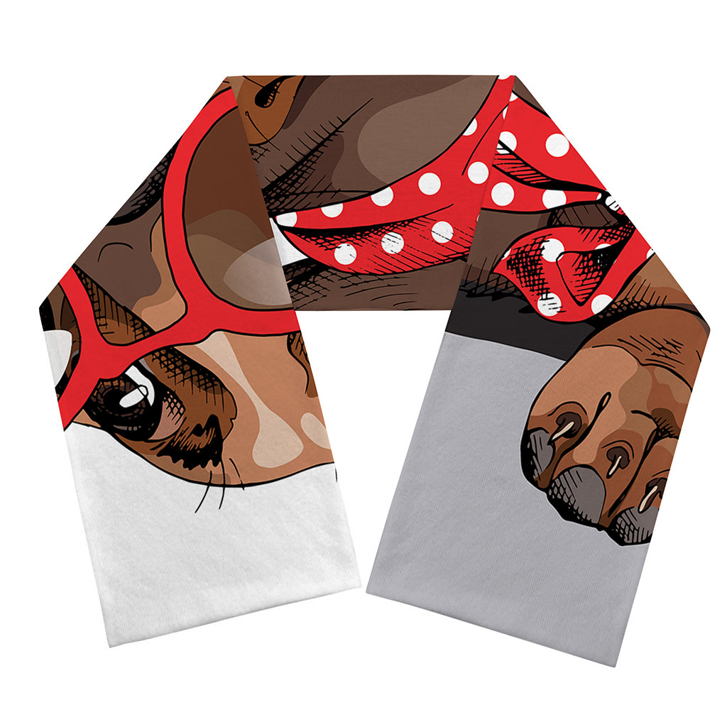 Dachshund With Red Sunglasses Print Scarf
