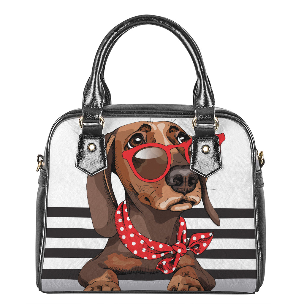 Dachshund With Red Sunglasses Print Shoulder Handbag