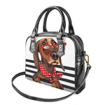 Dachshund With Red Sunglasses Print Shoulder Handbag