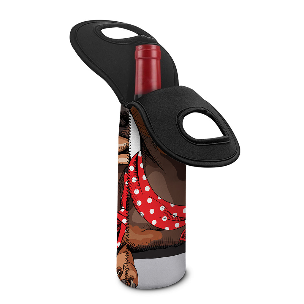 Dachshund With Red Sunglasses Print Single Neoprene Wine Tote