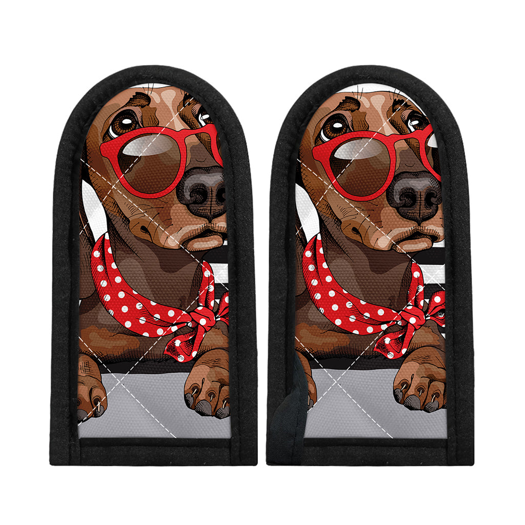Dachshund With Red Sunglasses Print Skillet Handle Cover