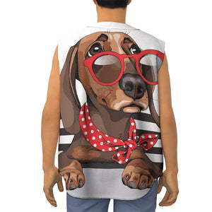 Dachshund With Red Sunglasses Print Sleeveless Baseball Jersey