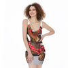 Dachshund With Red Sunglasses Print Sleeveless Bodycon Dress