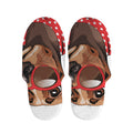 Dachshund With Red Sunglasses Print Slippers