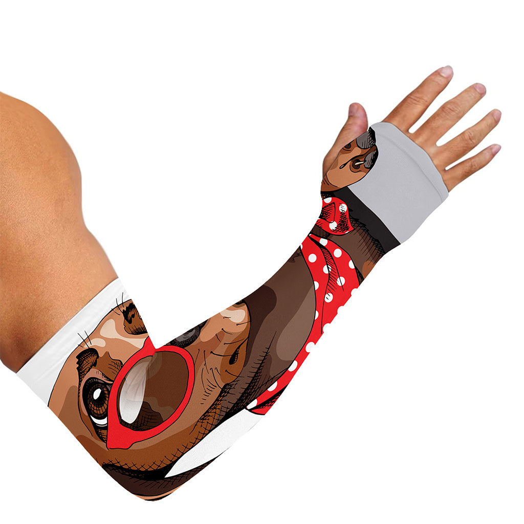 Dachshund With Red Sunglasses Print Sun Protection Arm Sleeves