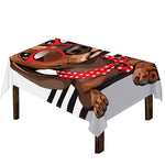 Dachshund With Red Sunglasses Print Tablecloth