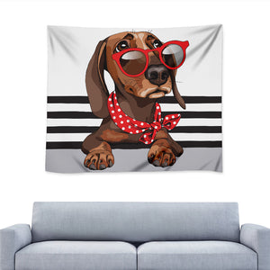 Dachshund With Red Sunglasses Print Tapestry