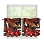 Dachshund With Red Sunglasses Print Tier Curtains